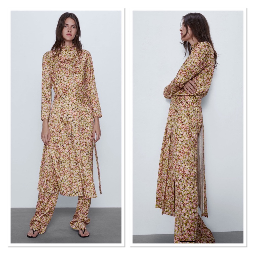 Zara floral set top+ skirt pants bloggers favorite